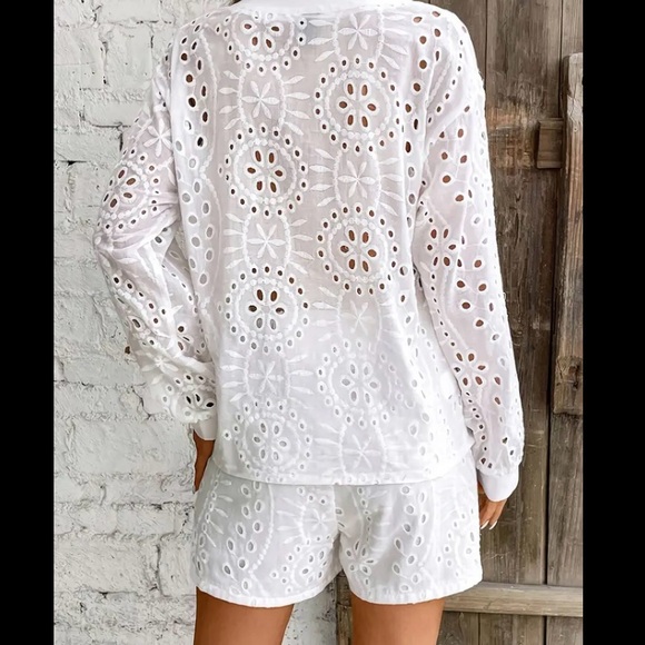 White Eyelet Two Piece Short Set - Picture 4 of 10